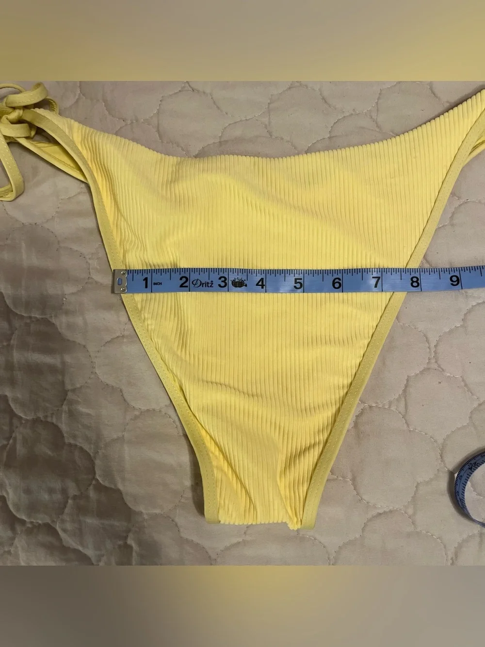 NWOT Frankies Bikinis Yellow Ribbed Swim Side Tie High Rise XL Bikini Bottom